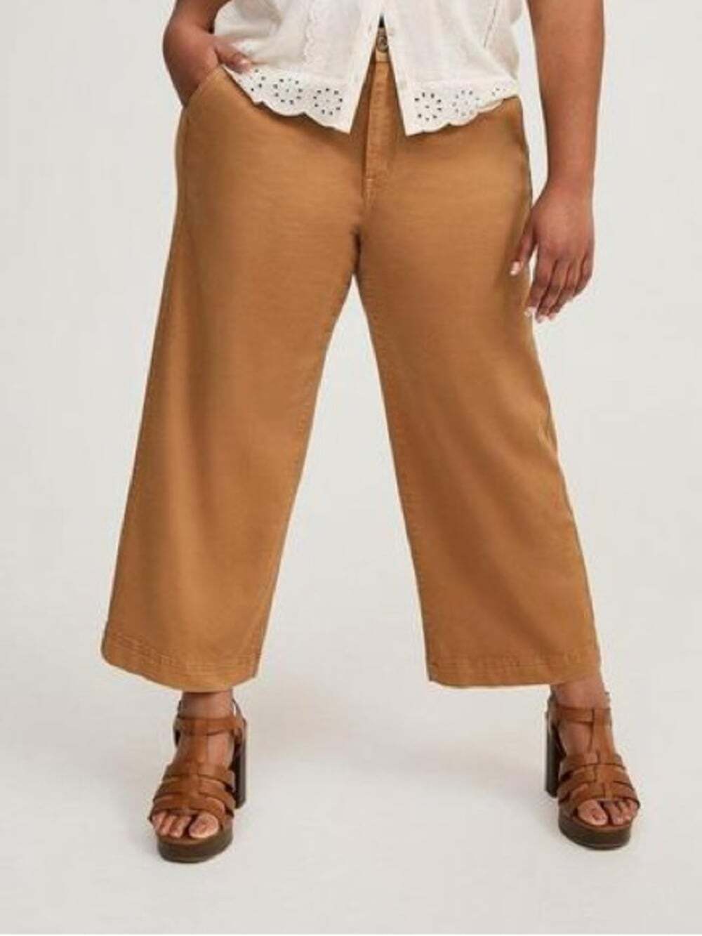 Torrid Brown Wide Leg Crop Pants – Casual Utility / Coastal Style 14